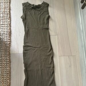 Sleeveless Olive Green form fitting stretchy dress